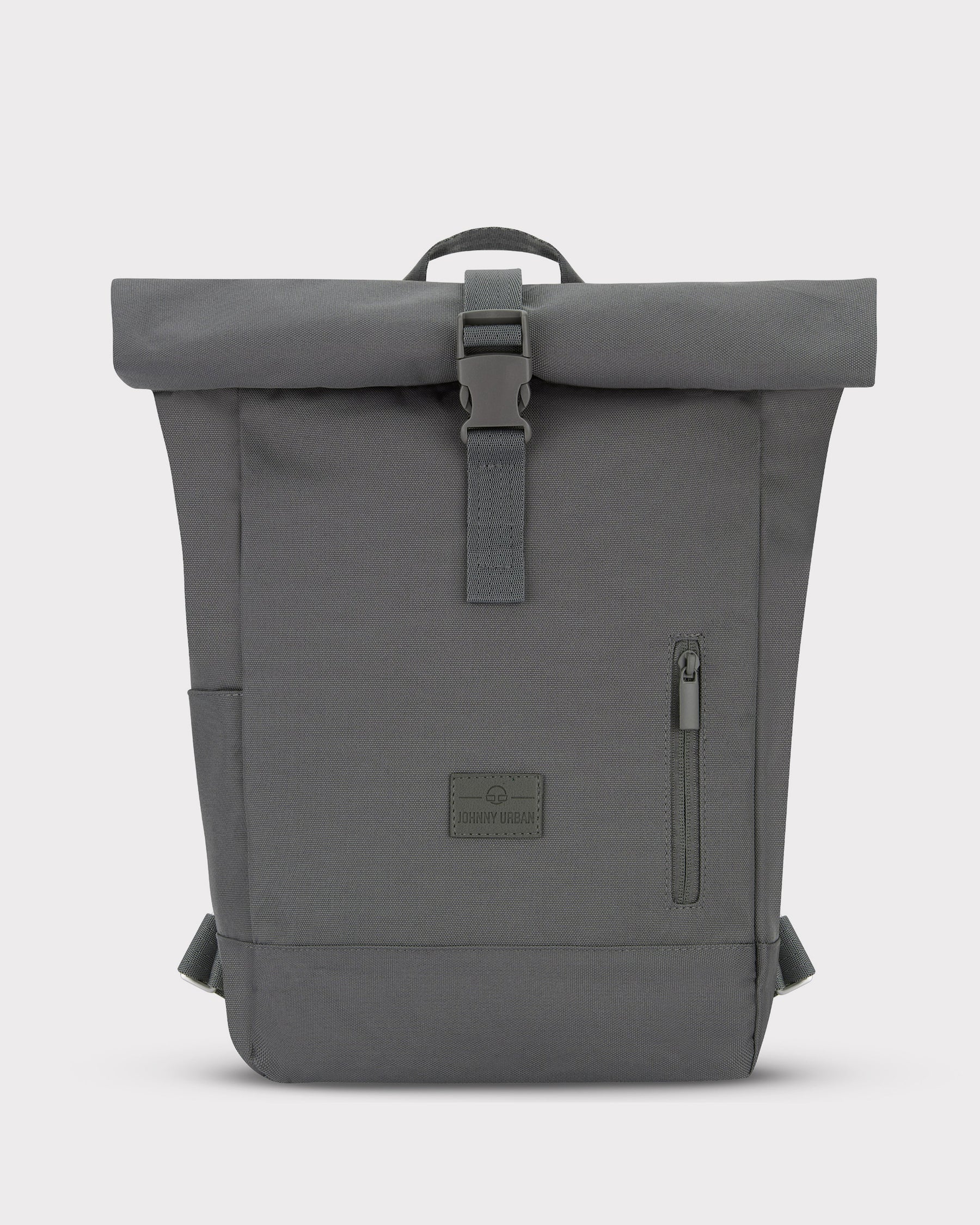 Johnny Urban Rolltop Rucksack Robin Small in Grau mit Schnallenverschluss und Reißverschlusstasche
