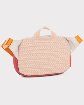 Kinder Bauchtasche 'Felix' in Hellrosa mit orangefarbenem Gurt und beigem Tragegriff