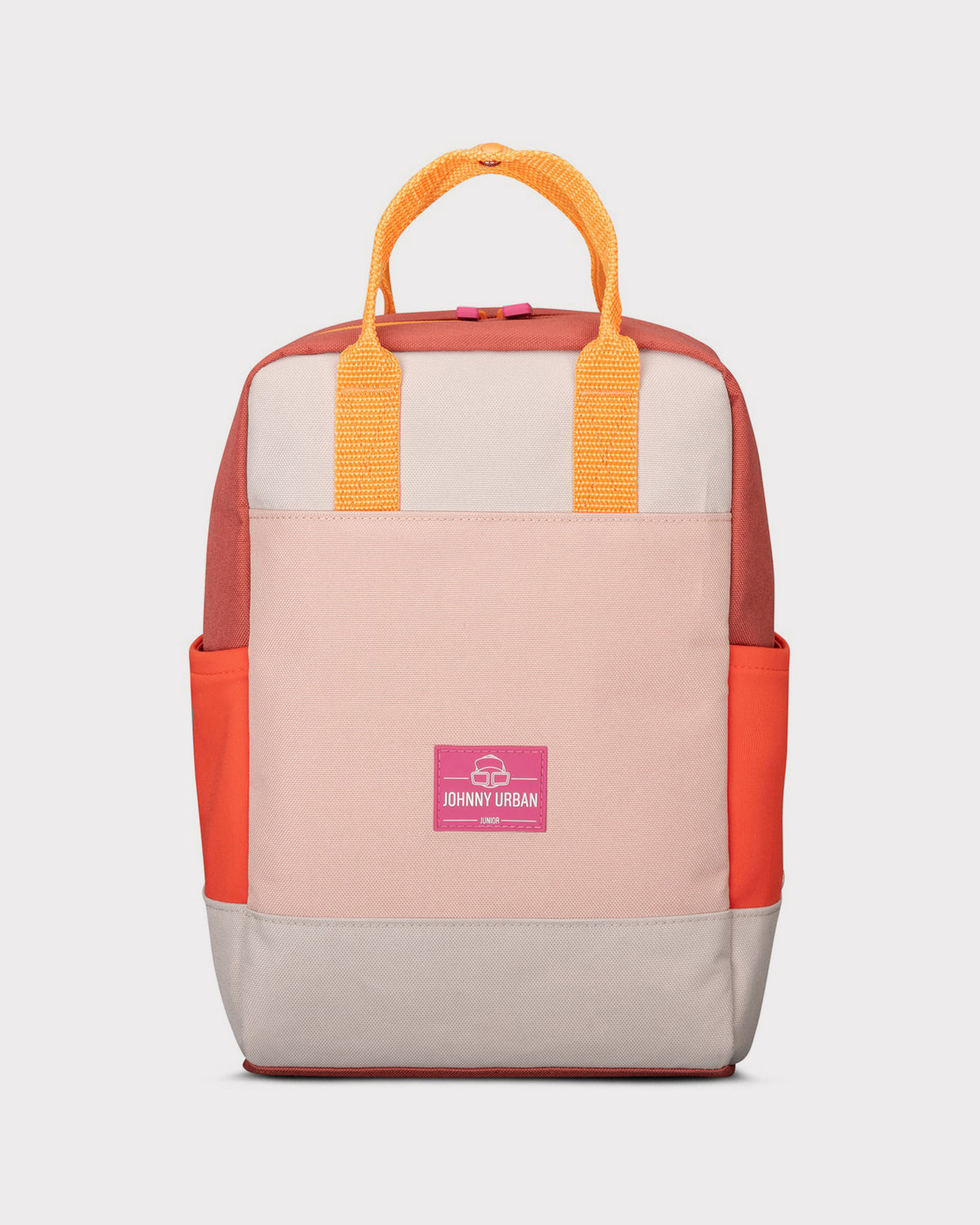 Kinderrucksack Linus von Johnny Urban in Rosa, Orange und Gelb mit seitlichen Taschen und Doppelhenkeln