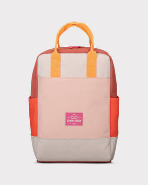 Kinderrucksack Linus von Johnny Urban in Rosa, Orange und Gelb mit seitlichen Taschen und Doppelhenkeln