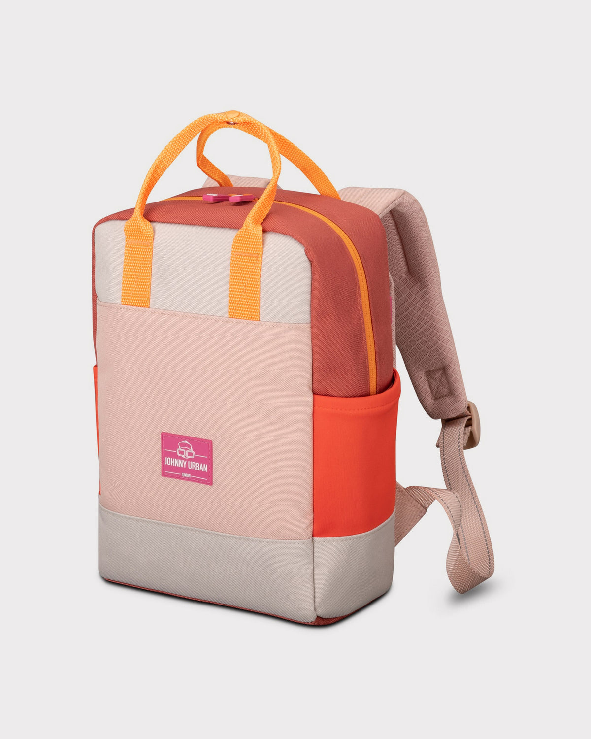 Kinderrucksack 'Linus' von Johnny Urban in Rosa- und Orangetönen mit zwei Tragegriffen und verstellbaren Schultergurten