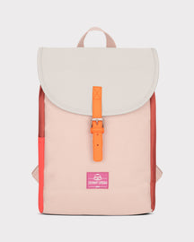 Kinderrucksack 'Liam' in Rosa mit hellem klappbarem Deckel und orangefarbenem Verschlussriemen