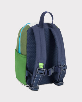 Kinderrucksack 'Leo' mit gepolsterten, verstellbaren Trägern in Blau und grünem Seitenfach