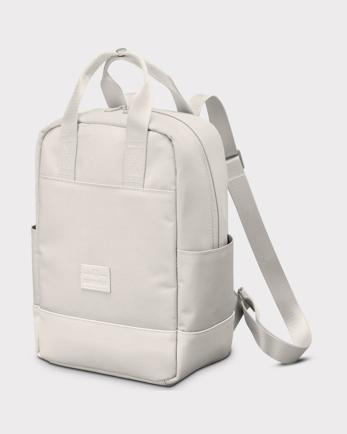 Beiger Rucksack 'Jona Small' mit rechteckiger Form, kurzen Tragegriffen und zwei Seitentaschen