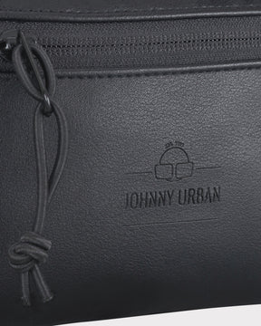 Schwarze Kunstleder-Bauchtasche 'Toni' mit Johnny Urban Logo und Reißverschluss mit Stoffzugband
