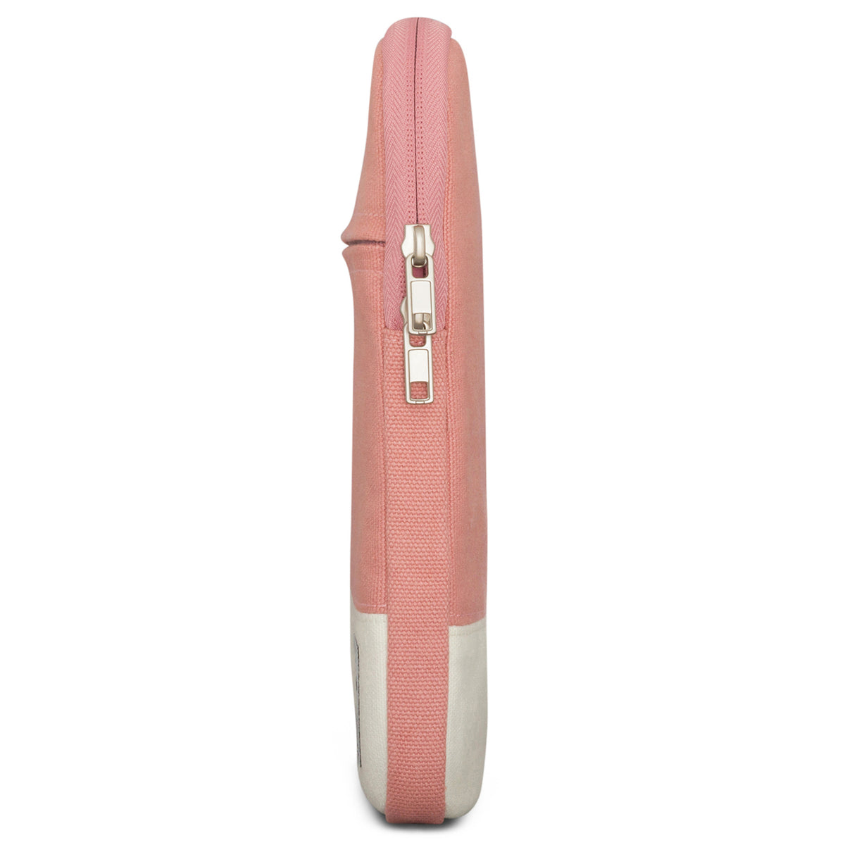 Seitenansicht einer rosa Laptop-Hülle für 12-15 Zoll Geräte mit Reißverschluss