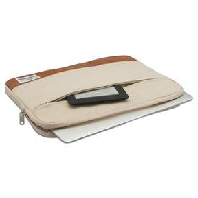 Sandbraune Laptop-Hülle von Johnny Urban mit Reißverschlussfach und E-Reader, passend für 12-15 Zoll Geräte