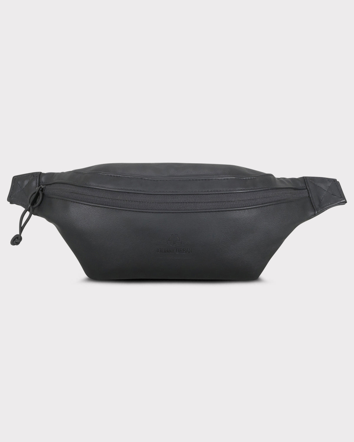 Schwarze Bauchtasche 'Toni' aus Kunstleder mit Reißverschluss und Logo von Johnny Urban