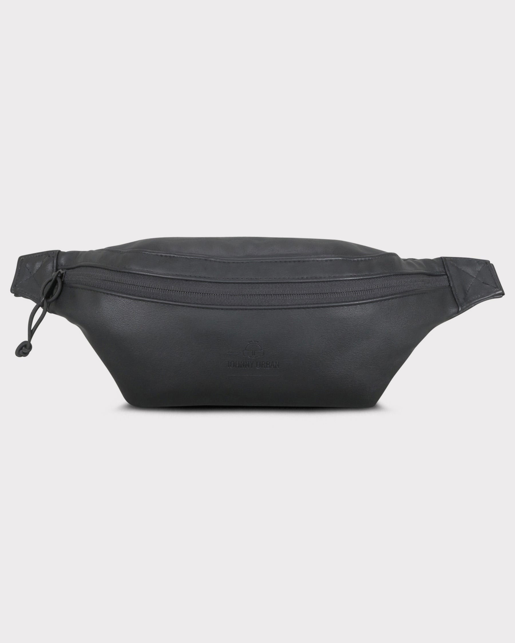 Schwarze Bauchtasche 'Toni' aus Kunstleder mit Reißverschluss und Logo von Johnny Urban
