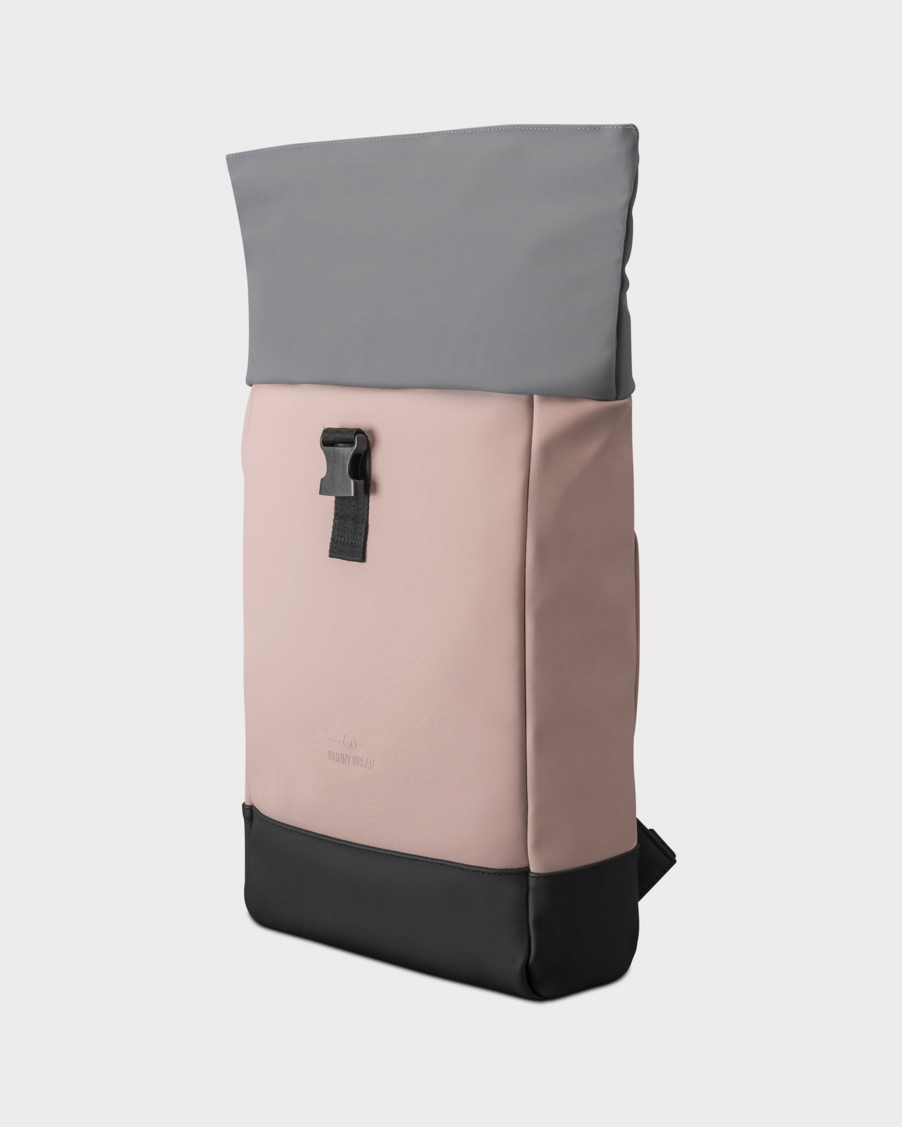 Rolltop-Rucksack ‚Harvey Medium‘ von Johnny Urban in Rosa, Grau und Schwarz mit klappbarem oberen Fach