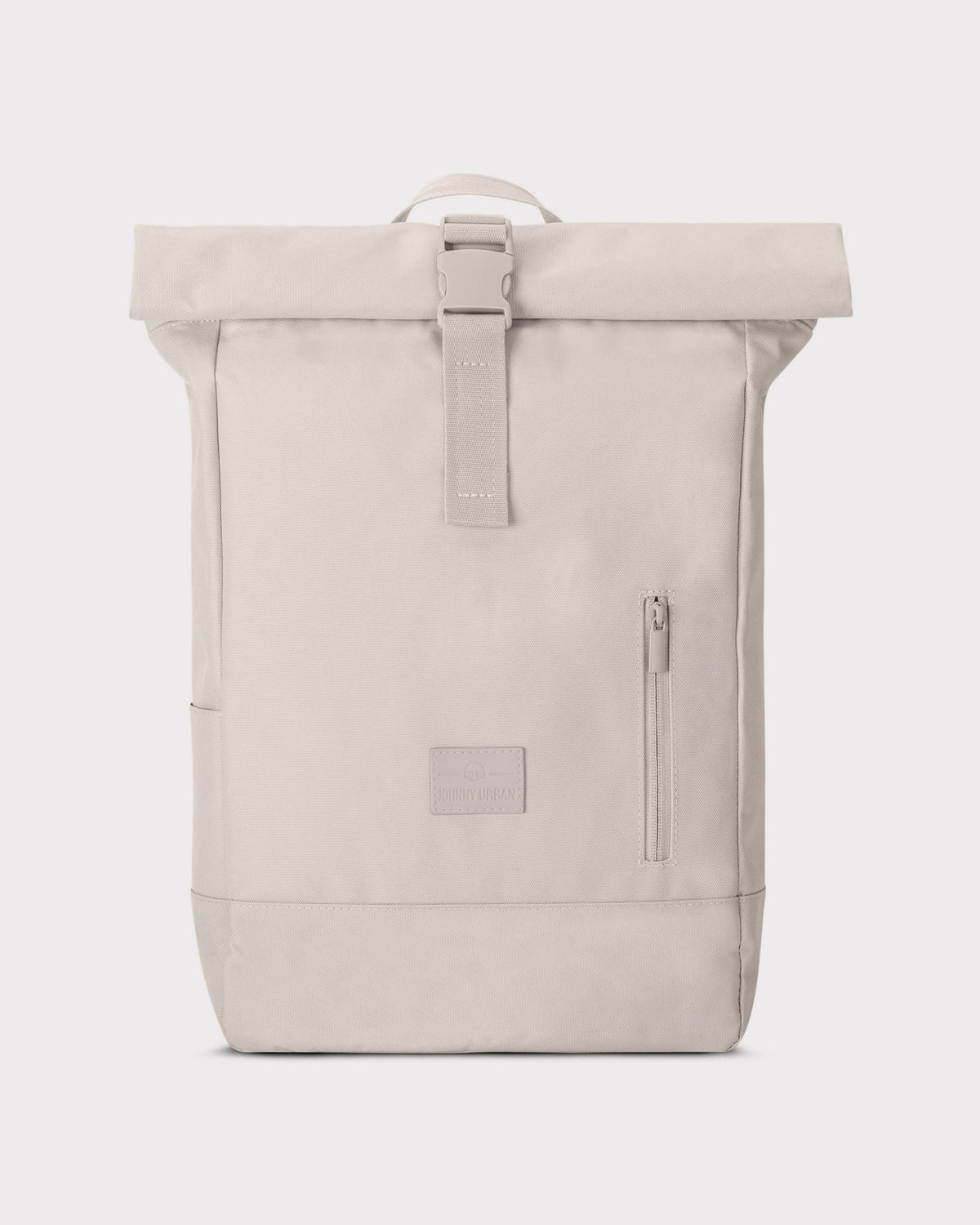 Beiger Rolltop Rucksack 'Robin Medium' mit Frontreißverschlusstasche und Schnallenverschluss