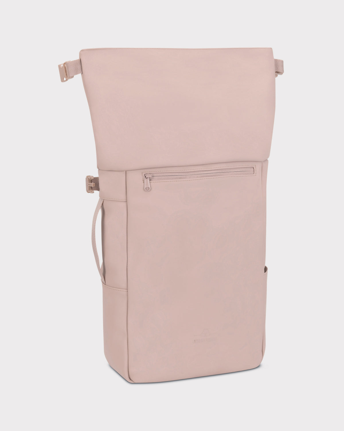 Rolltop Rucksack ‚Henry‘ von Johnny Urban, rosa, mit seitlichem Griff und Reißverschlusstasche vorne