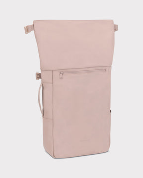 Rolltop Rucksack ‚Henry‘ von Johnny Urban, rosa, mit seitlichem Griff und Reißverschlusstasche vorne