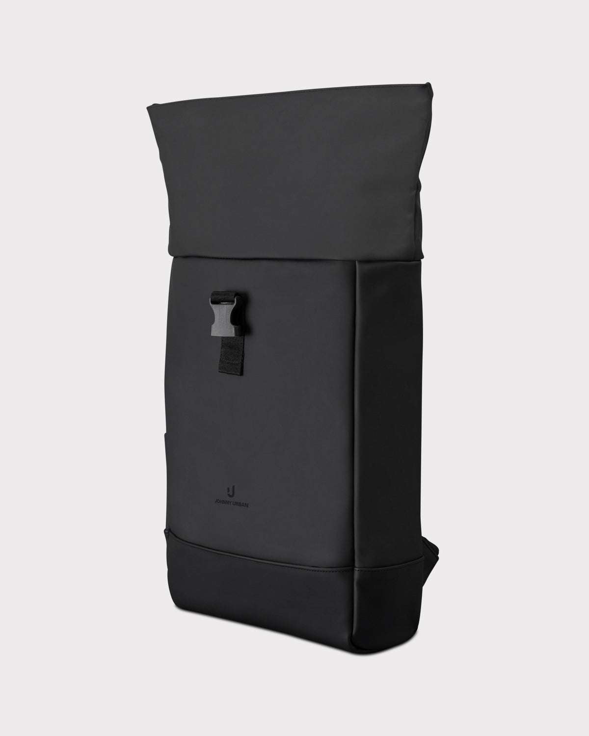 Schwarzer Rolltop Rucksack 'Harvey Medium' aus glattem Material mit Klickverschluss vorne