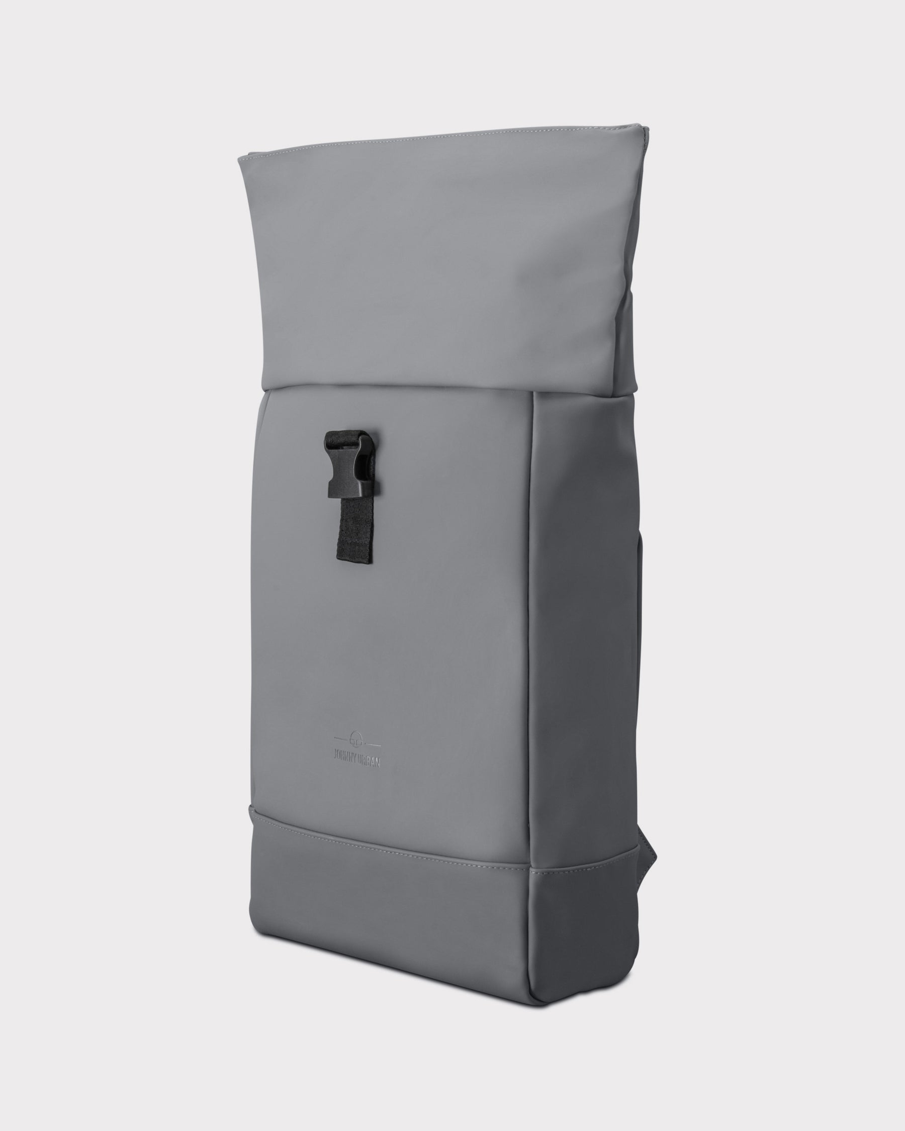 Rolltop Rucksack 'Harvey Medium' in Grau mit schwarzem Verschluss vorne