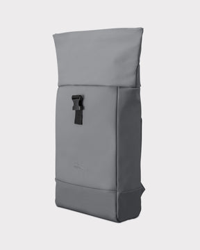 Rolltop Rucksack 'Harvey Medium' in Grau mit schwarzem Verschluss vorne