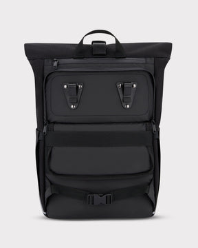 Schwarzer Rolltop Rucksack 'Robin Medium' mit Gepäckträgerhalterung von Johnny Urban