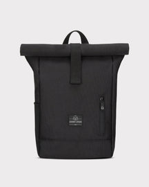 Schwarzer Rolltop Kinderrucksack 'Aaron' von Johnny Urban mit Frontreißverschluss und Logo