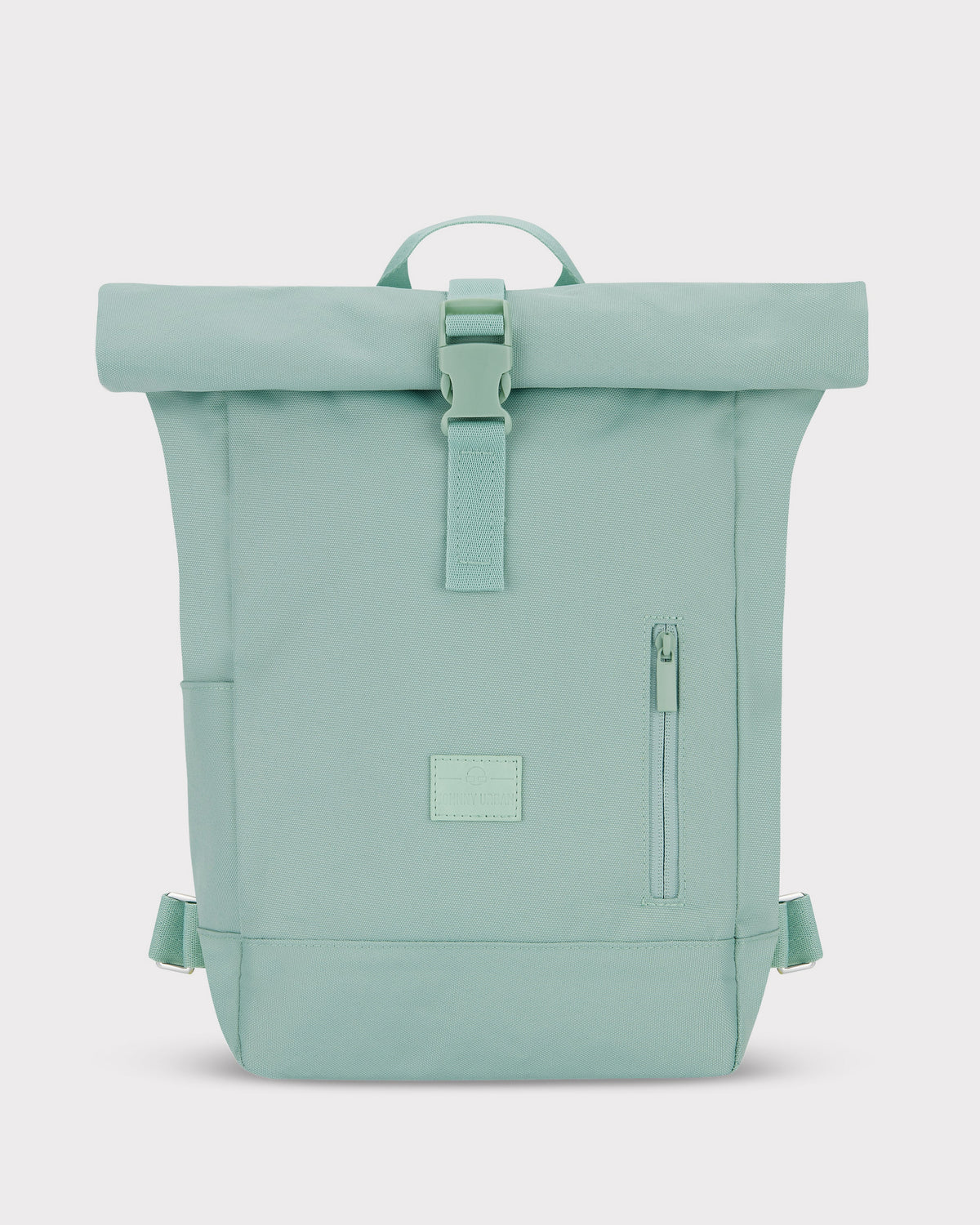 Rolltop Rucksack 'Robin Small' in mintgrün mit Frontreißverschluss und Griff