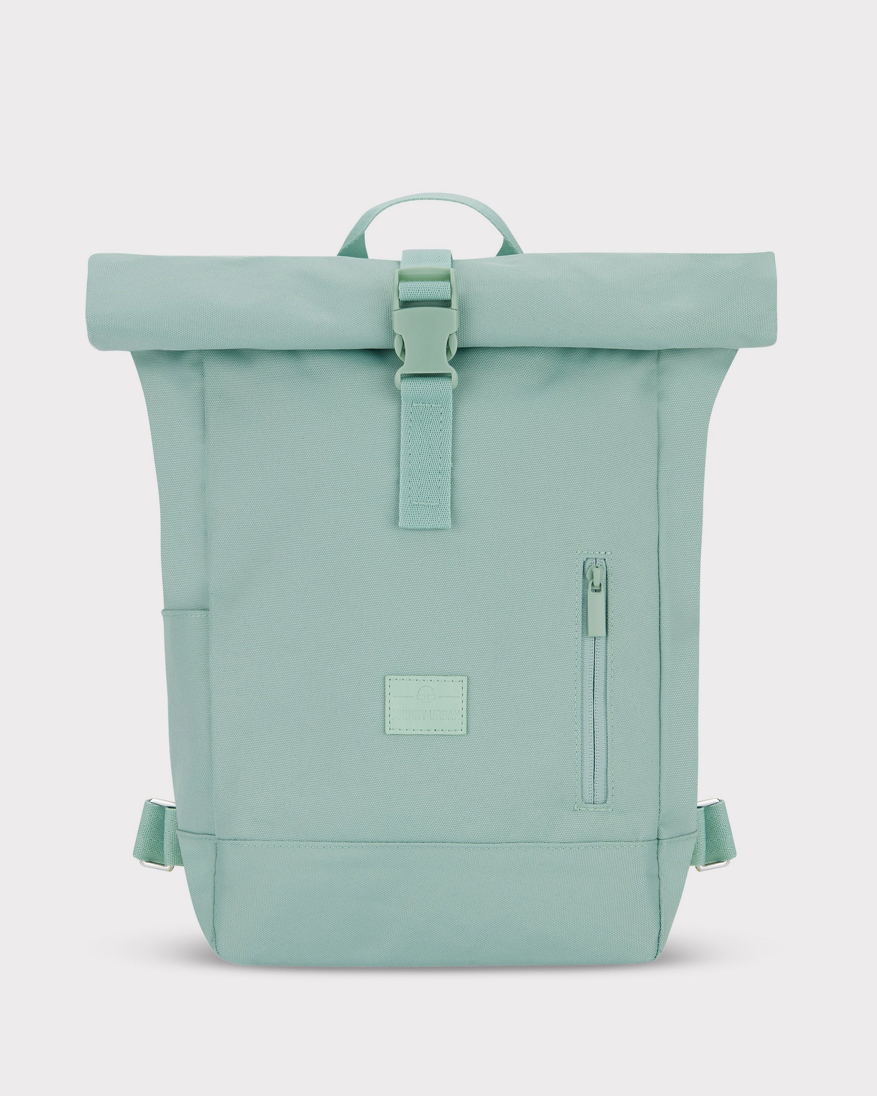 Rolltop Rucksack 'Robin Small' in mintgrün mit Frontreißverschluss und Griff