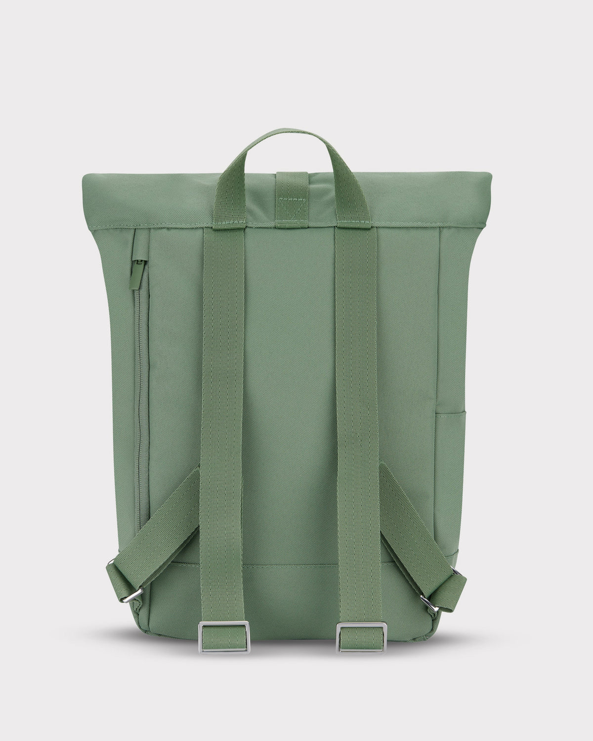 Grüner Rolltop Rucksack 'Robin Small' von Johnny Urban mit gepolsterten Schultergurten und seitlicher Reißverschlusstasche