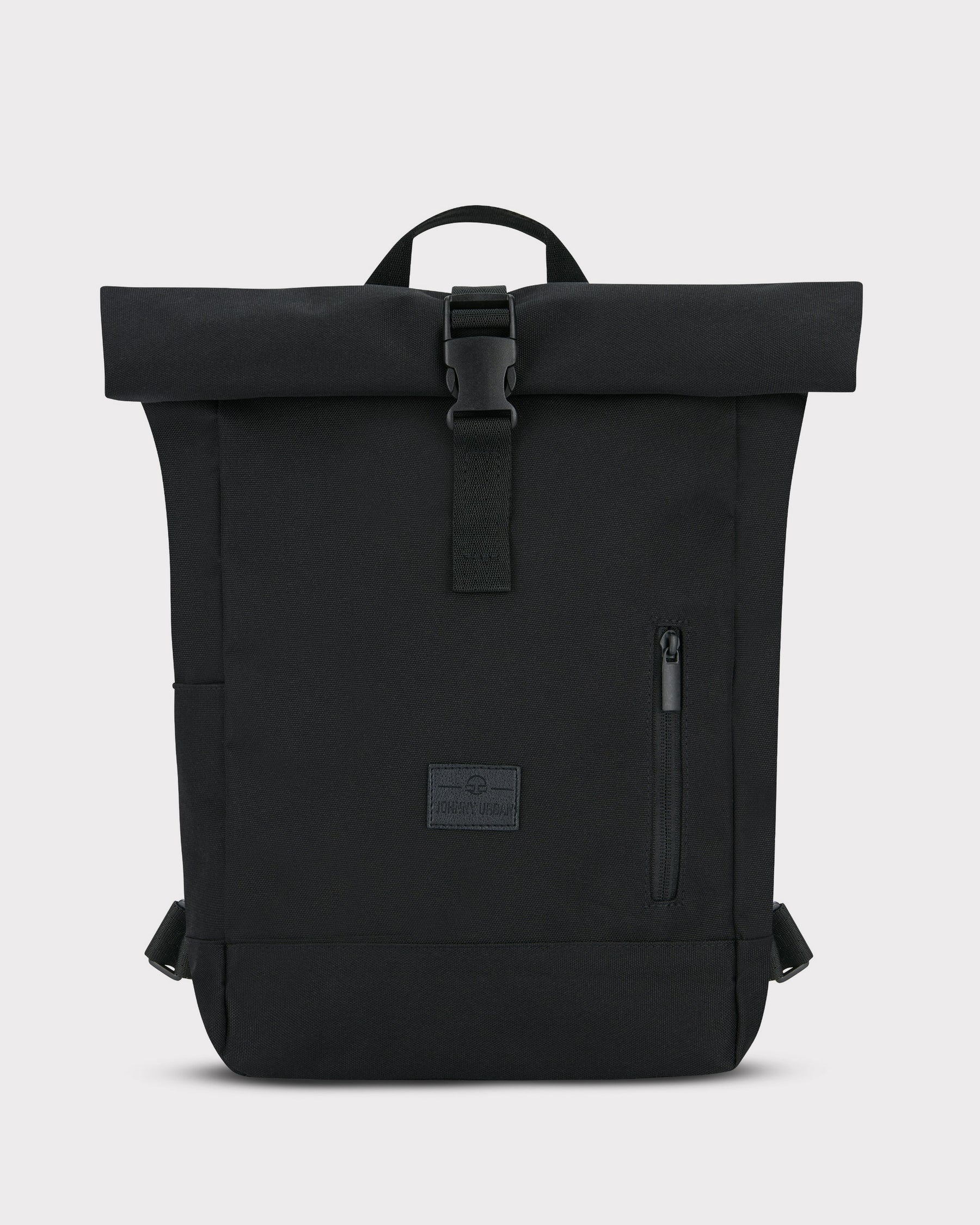 Schwarzer Rolltop Rucksack 'Robin Small' von Johnny Urban mit Frontreißverschluss und Verschlussriemen