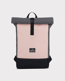 Johnny Urban Rolltop Rucksack 'Ryan' in Rosa mit grauem Rollverschluss und schwarzem Boden
