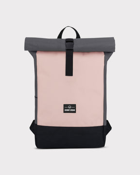 Johnny Urban Rolltop Rucksack 'Ryan' in Rosa mit grauem Rollverschluss und schwarzem Boden