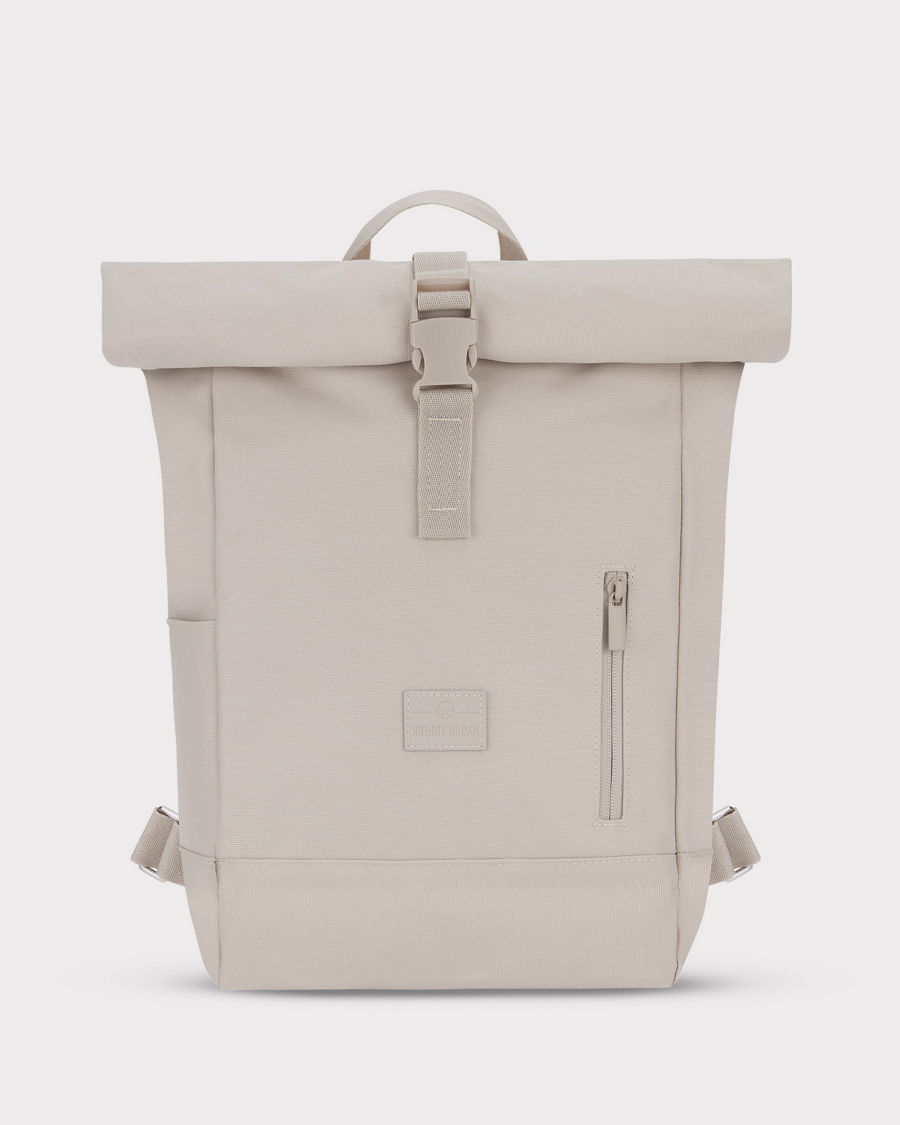 Beiger Rolltop-Rucksack 'Robin Small' von Johnny Urban mit Frontreißverschluss und Klickverschluss