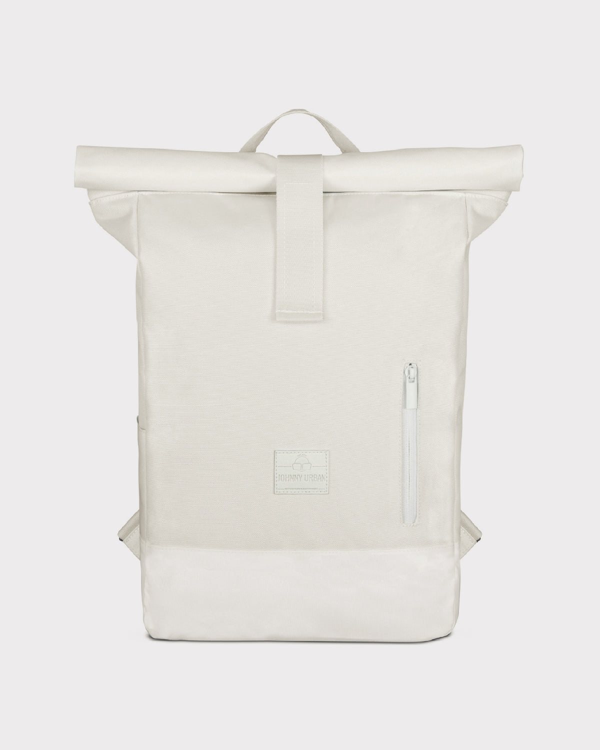 Weißer Rolltop-Rucksack 'Robin Medium' von Johnny Urban mit Frontreißverschlusstasche