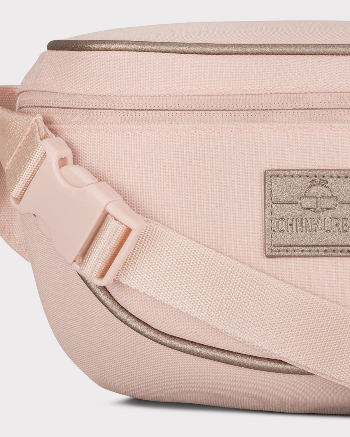 Rosa Bauchtasche 'Ben' mit verstellbarem Gurt und Lederpatch mit Johnny Urban Logo