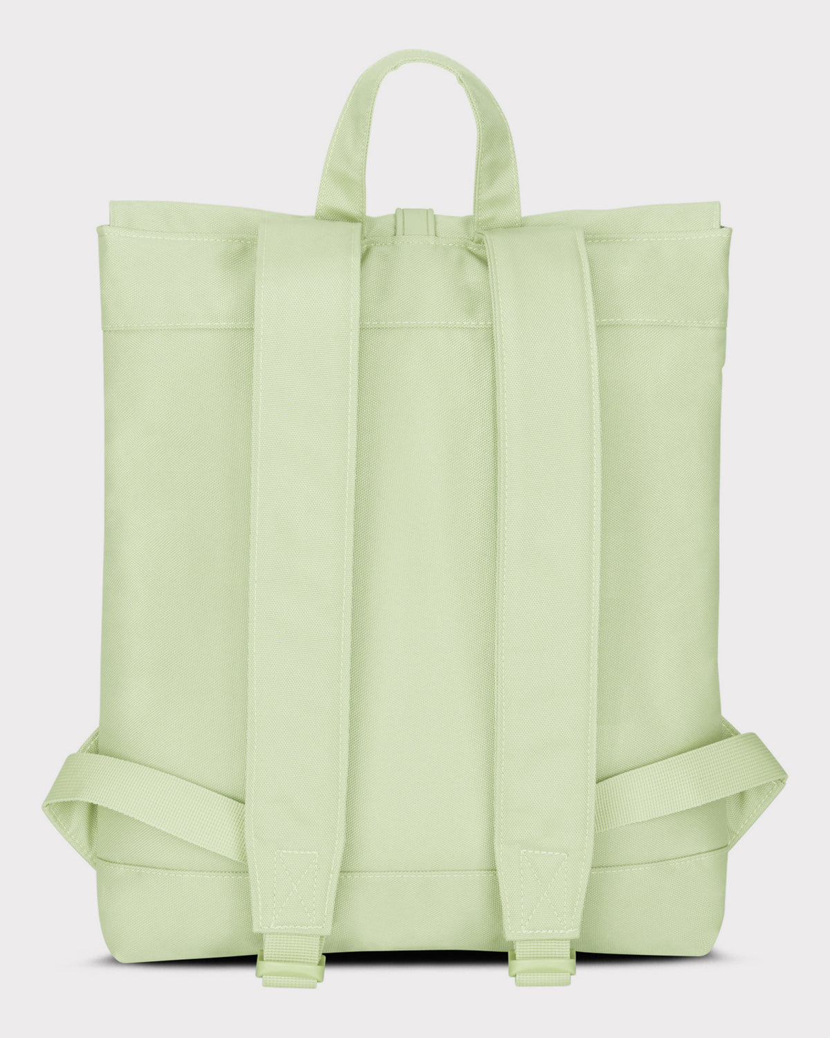 Rucksack Damen 'Mia' in hellem Lime, rechteckig, gepolsterte Schultergurte, Rückseite sichtbar