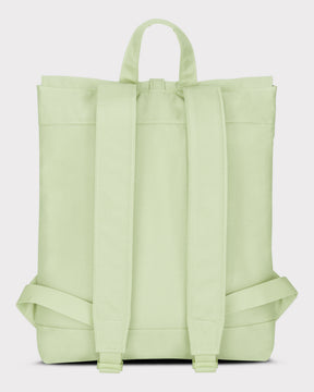 Rucksack Damen 'Mia' in hellem Lime, rechteckig, gepolsterte Schultergurte, Rückseite sichtbar