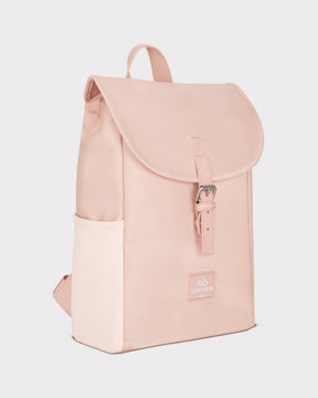 Kinderrucksack 'Liam' in rosa mit Klappenverschluss und Schnalle, seitliche Tasche