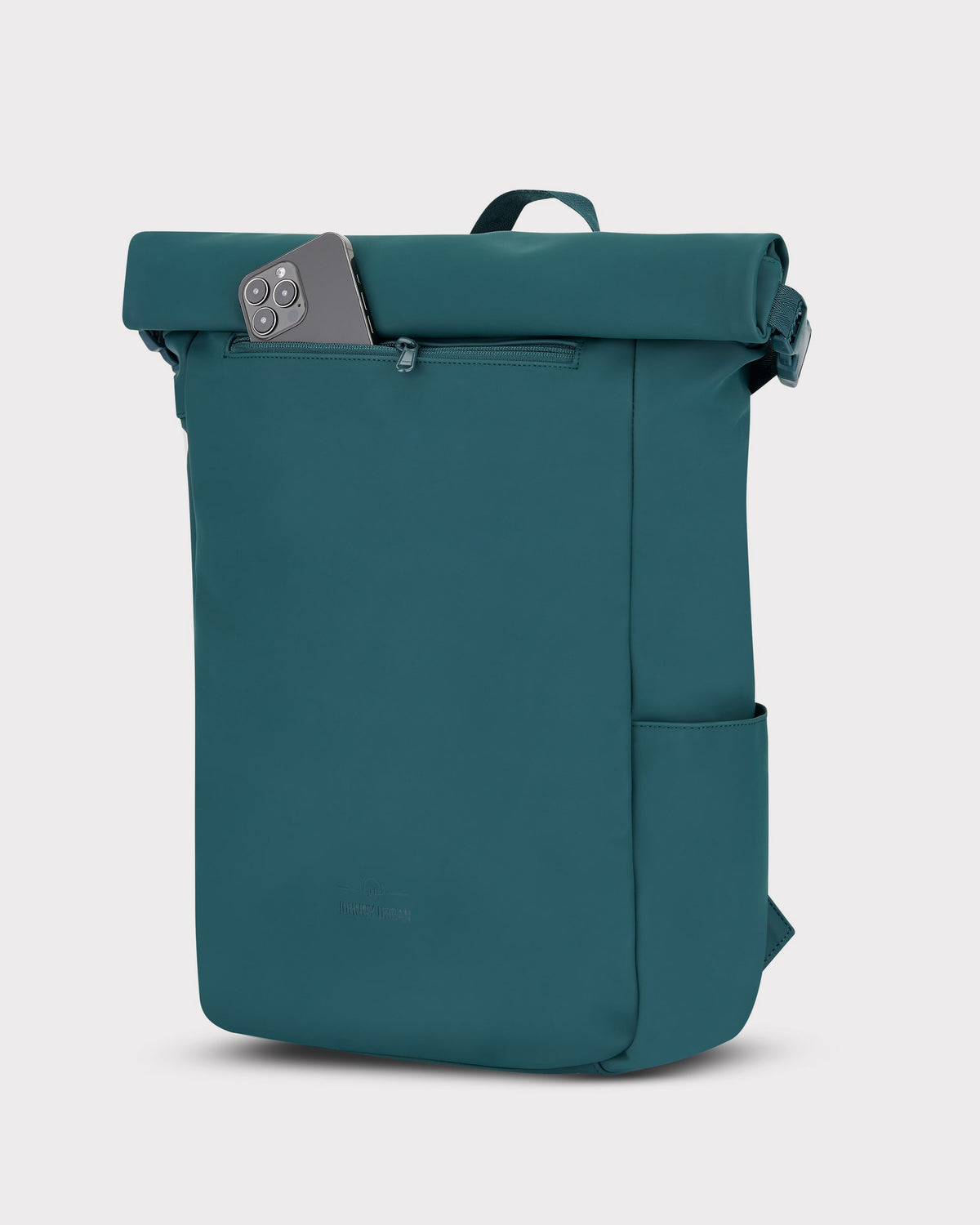 Johnny Urban Rolltop Rucksack 'Henry' in Petrolblau mit sichtbarem Smartphoneschacht
