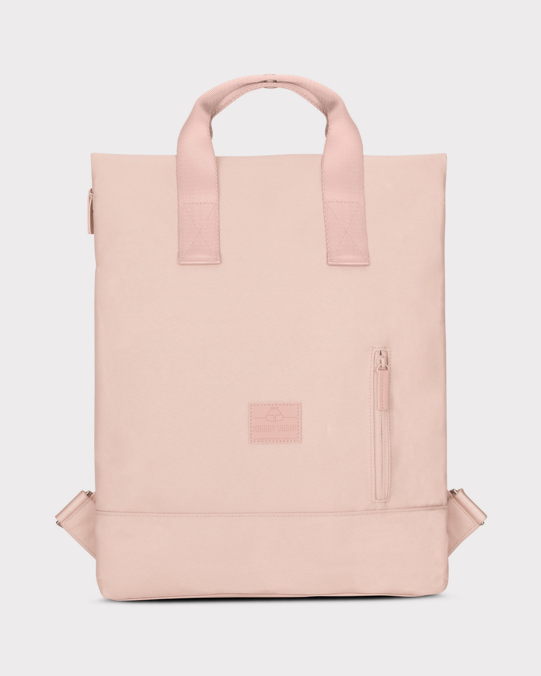 Rucksacktasche 'Ivy' von Johnny Urban, quadratisch, rosa mit kurzem Griff und seitlicher Reißverschlusstasche