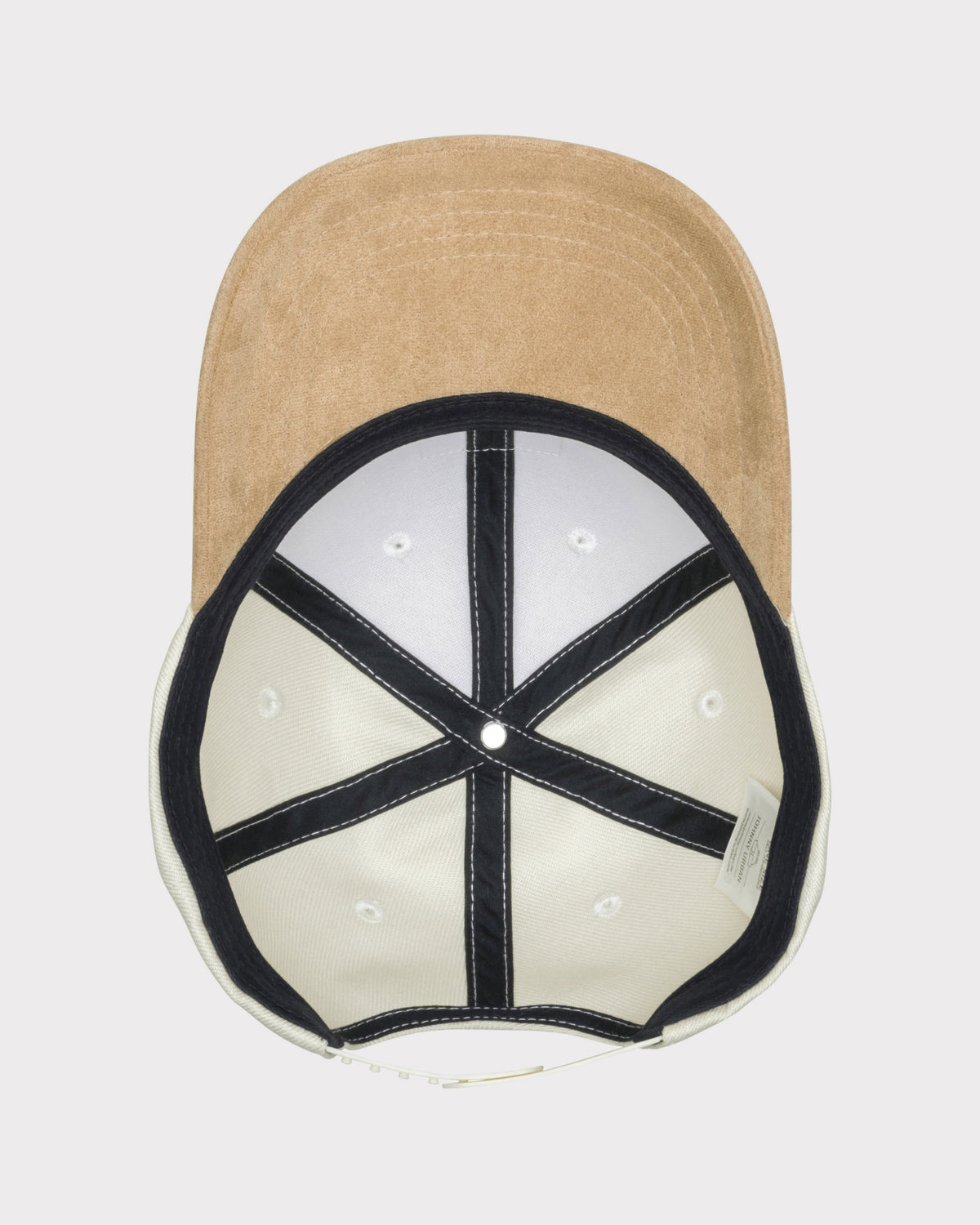 Beige Snapback-Cap 'Dean' mit gebogenem Schirm und schwarzem Innenrand