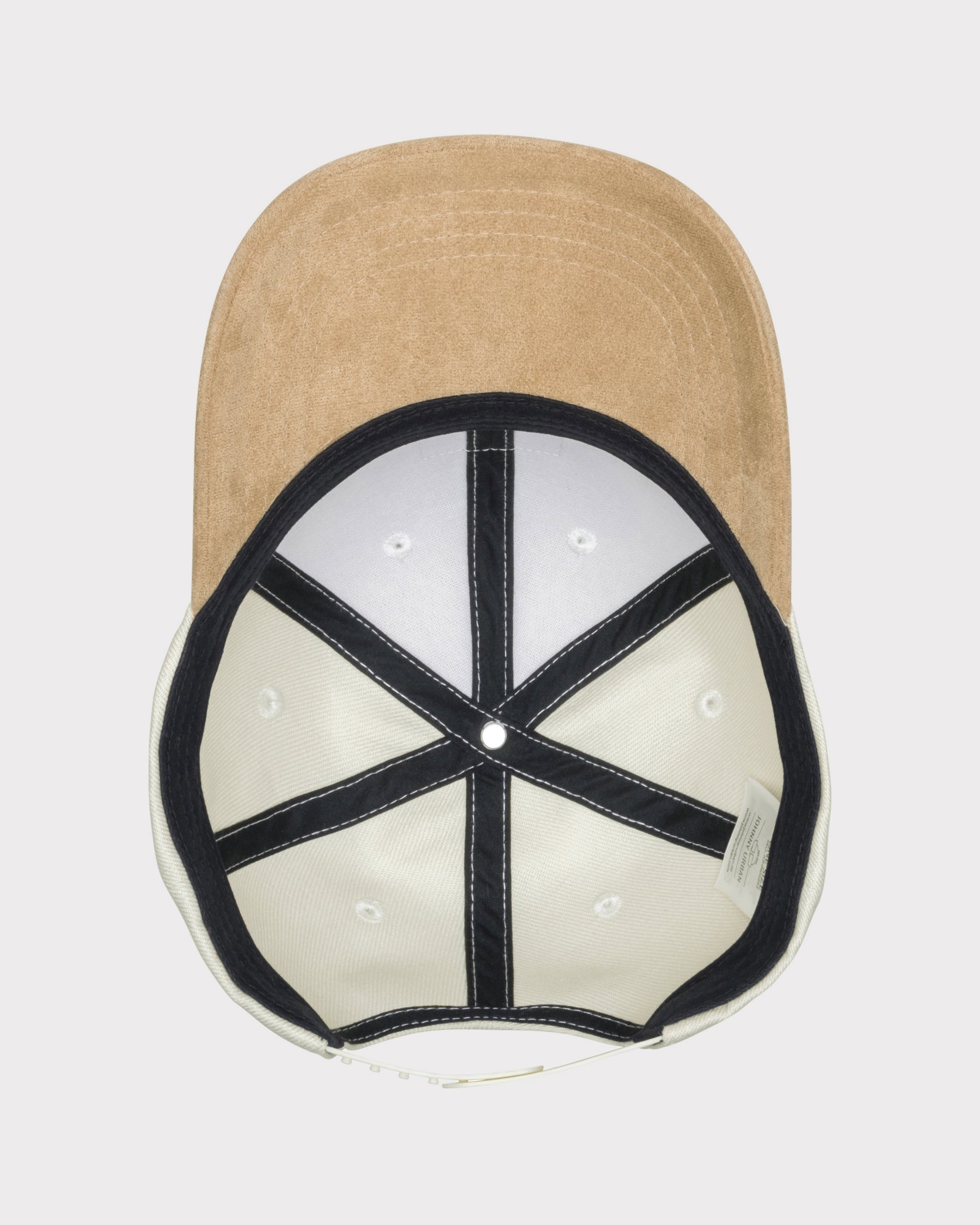 Beige Snapback-Cap 'Dean' mit gebogenem Schirm und schwarzem Innenrand