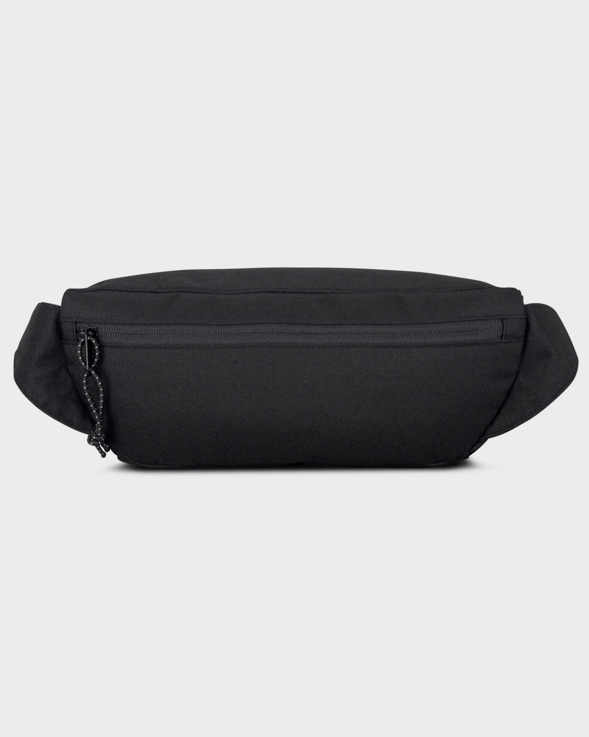 Schwarze Bauchtasche 'Tom' aus robustem Material mit sichtbarem Reißverschluss vorne